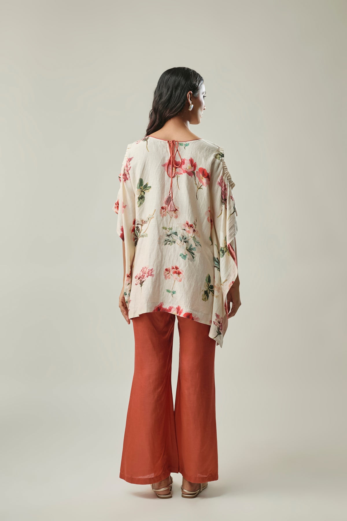Ivory & Rust co-ord set Geranium floral print detail