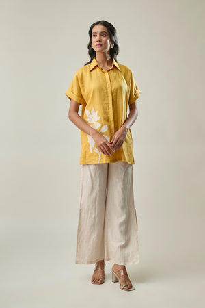 Mustard & Ivory co-ord set floral appliqué embroidery detail