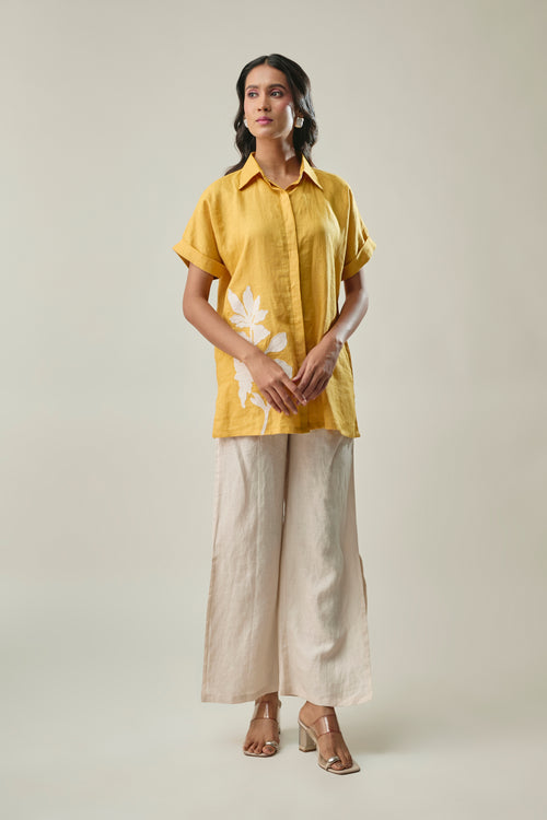Mustard & Ivory co-ord set floral appliqué embroidery detail
