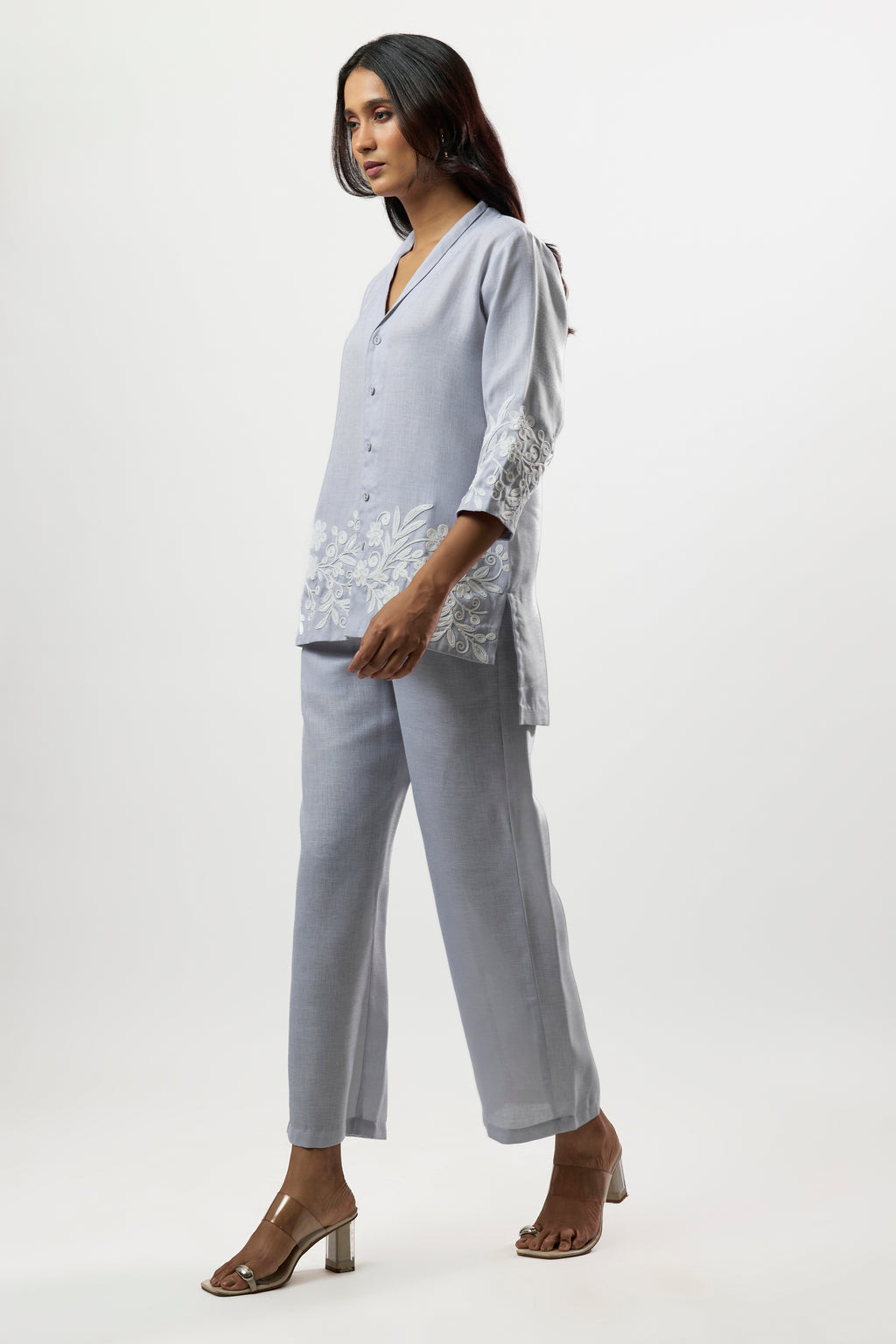 BLUE WITH WHITE COADDING EMBROIDERY CO-ARD SET