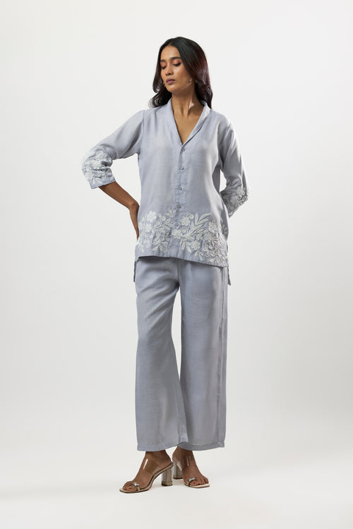 BLUE WITH WHITE COADDING EMBROIDERY CO-ARD SET