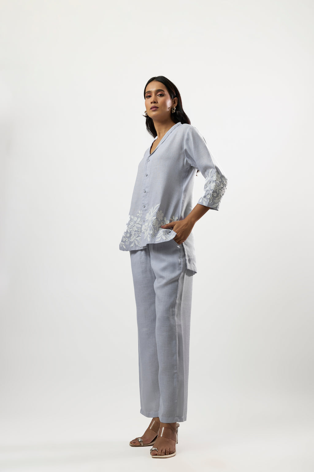 BLUE WITH WHITE COADDING EMBROIDERY CO-ARD SET