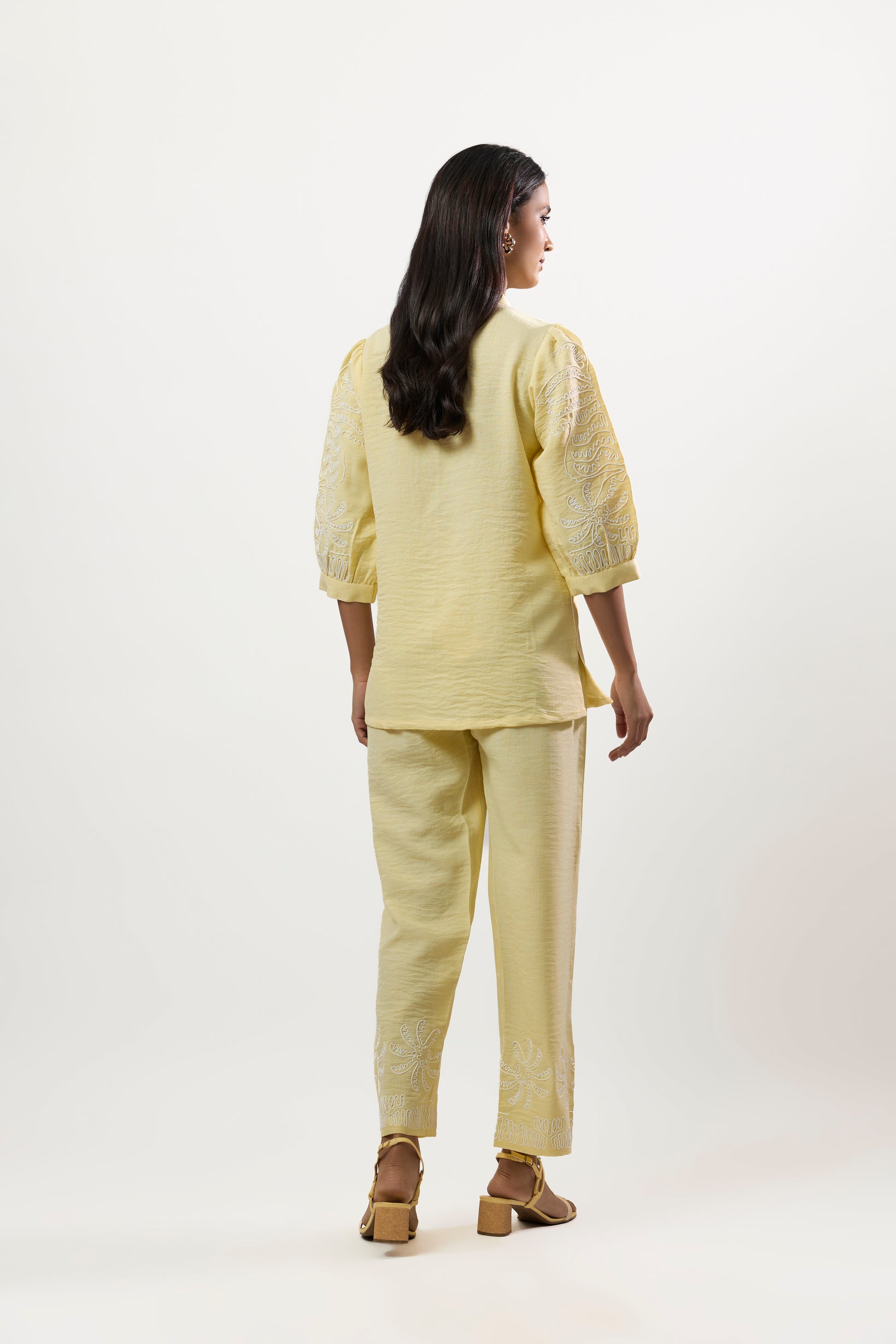 BUTTER YELLOW WITH WHITE EMBROIDERY CO-AED SET