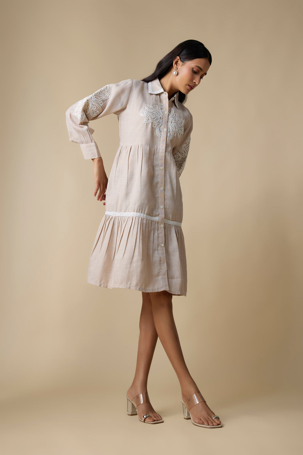 BEIGE SHIRT DRESS