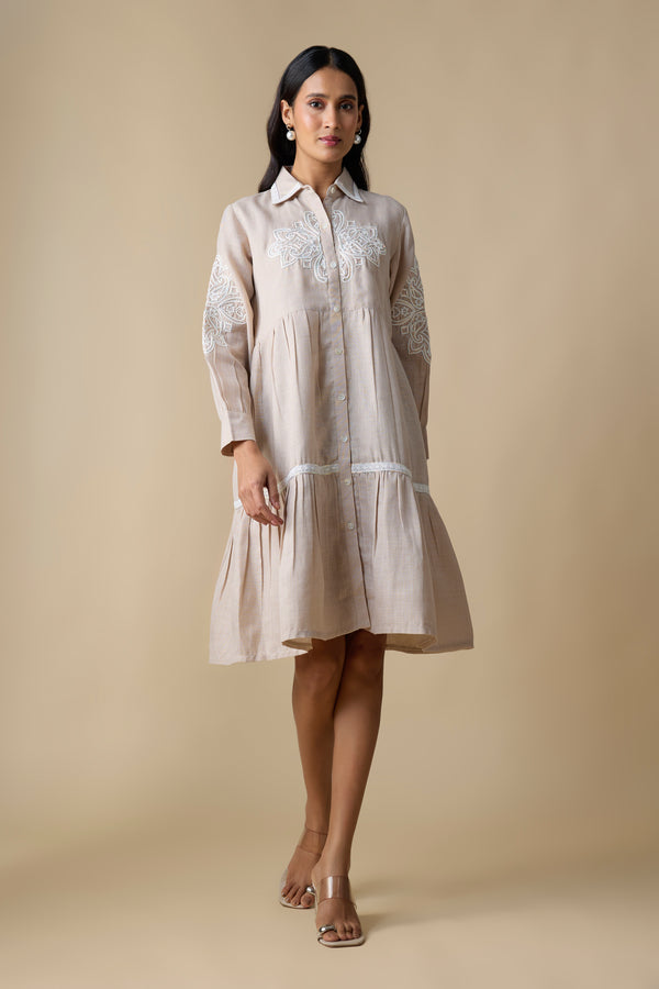 BEIGE SHIRT DRESS