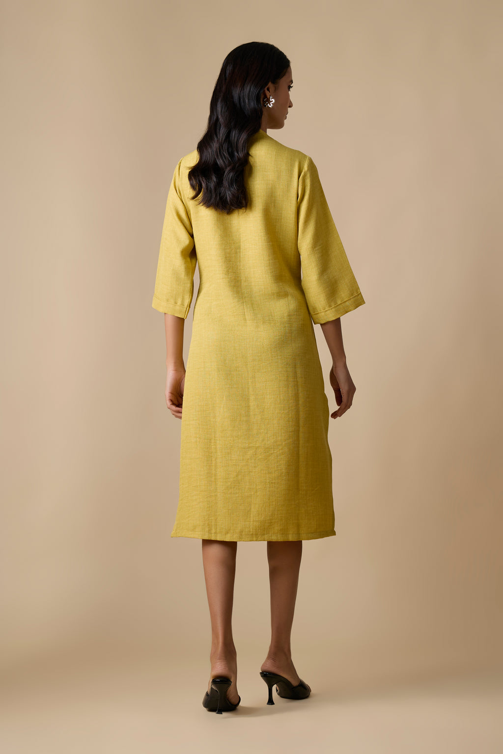 GOLDEN PLAM COLOR WITH BLACK COAD EMBROIDERED DRESS