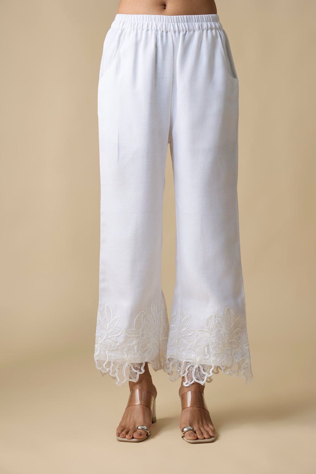 LIME GREEN EMBROIDERED SHIRT & WHITE PANTS