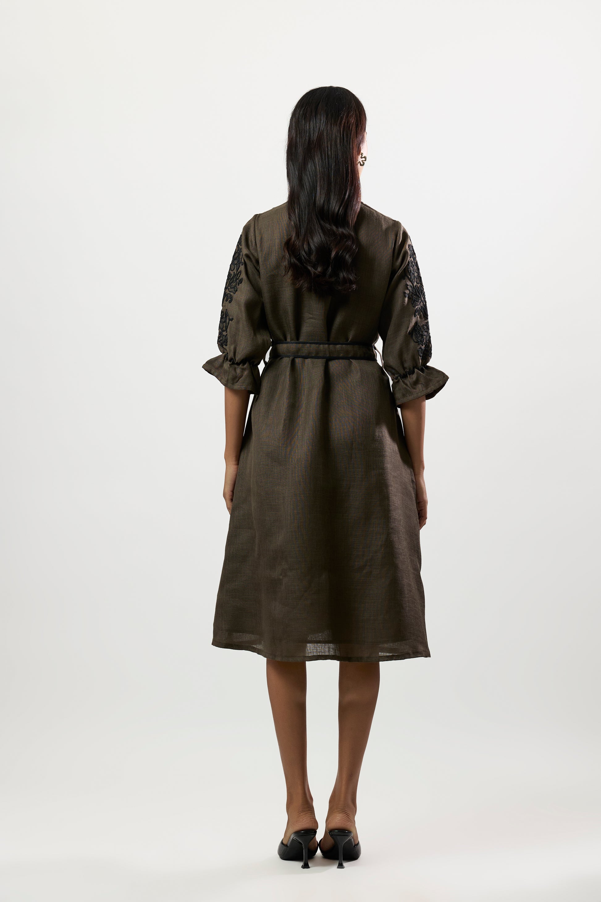 OLIVE GREEN MIDI DRESS