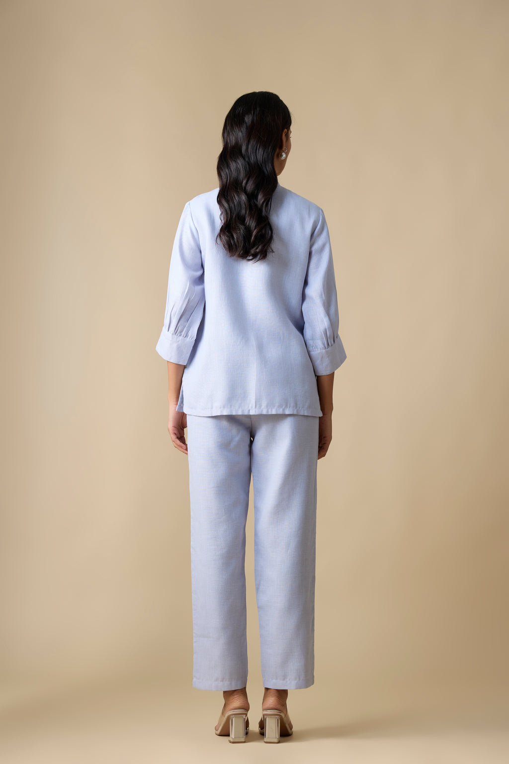 BLUE WITH WHITE EMBROIDERED SHIRT & TROUSERS