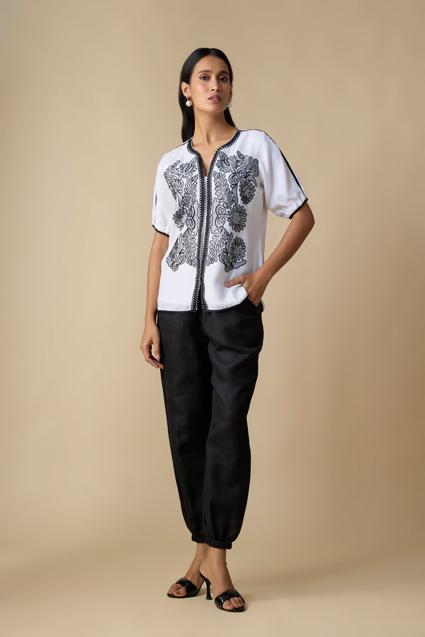 WHITE & BLACK CONTRAST SHIRT SET