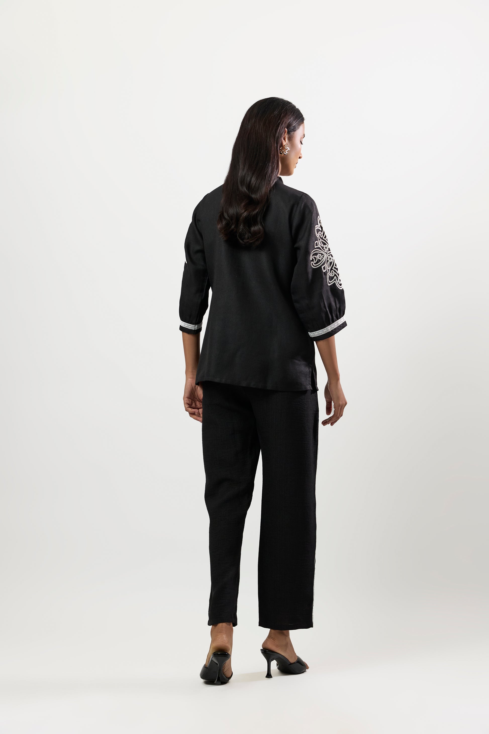 BLACK EMBROIDERED SHIRT & PANTS