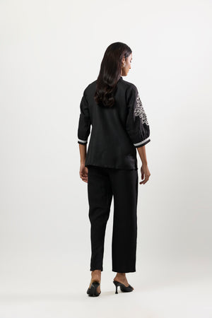 BLACK EMBROIDERED SHIRT & PANTS