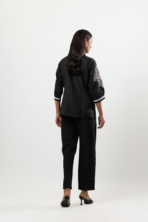 BLACK EMBROIDERED SHIRT & PANTS