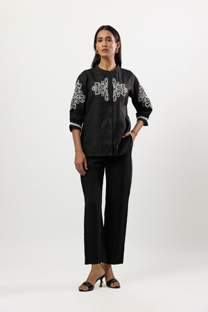 BLACK EMBROIDERED SHIRT & PANTS