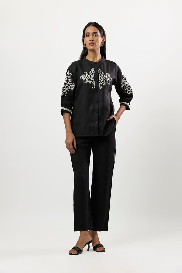 BLACK EMBROIDERED SHIRT & PANTS